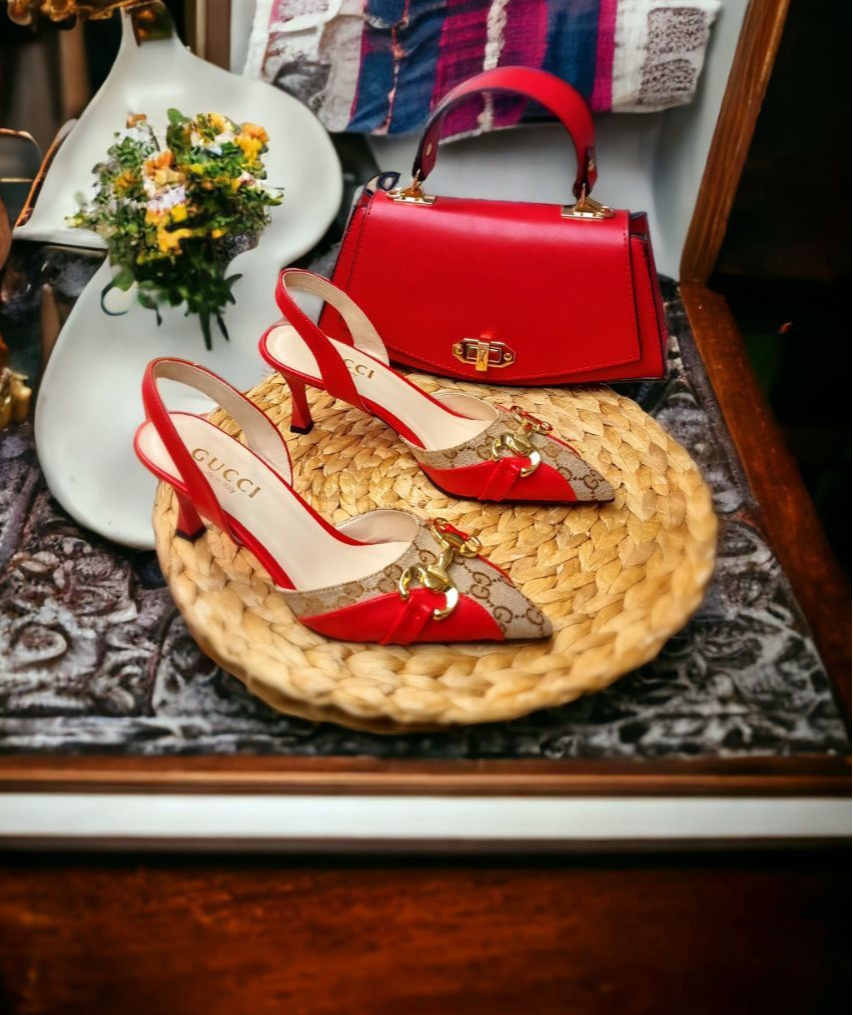 Ensemble Elegant Gucci pour Femme Sac a Main et Chaussures a talon salome TurkAf